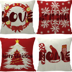 4pcs Christmas Pillow Covers for Living Room Sofa & Outdoor Camping