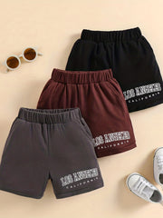 3pcs Baby Boys Casual LA Graphic Elastic Waist Shorts Set