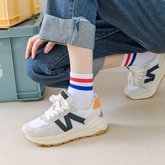 10 Pairs Striped Sports Socks Comfy & Breathable All match Socks Women's