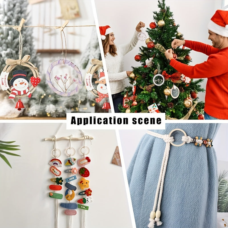 30pcs 75mm Natural Wood Rings Circle Ornaments for Painting Christmas Decor