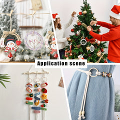 30pcs 75mm Natural Wood Rings Circle Ornaments for Painting Christmas Decor