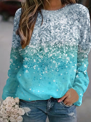 Women's Allover Print Crew Neck Sweatshirt for Spring & Fall