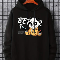 Panda Hoodie Print Sweatshirt Men's Casual Pullover Hooded