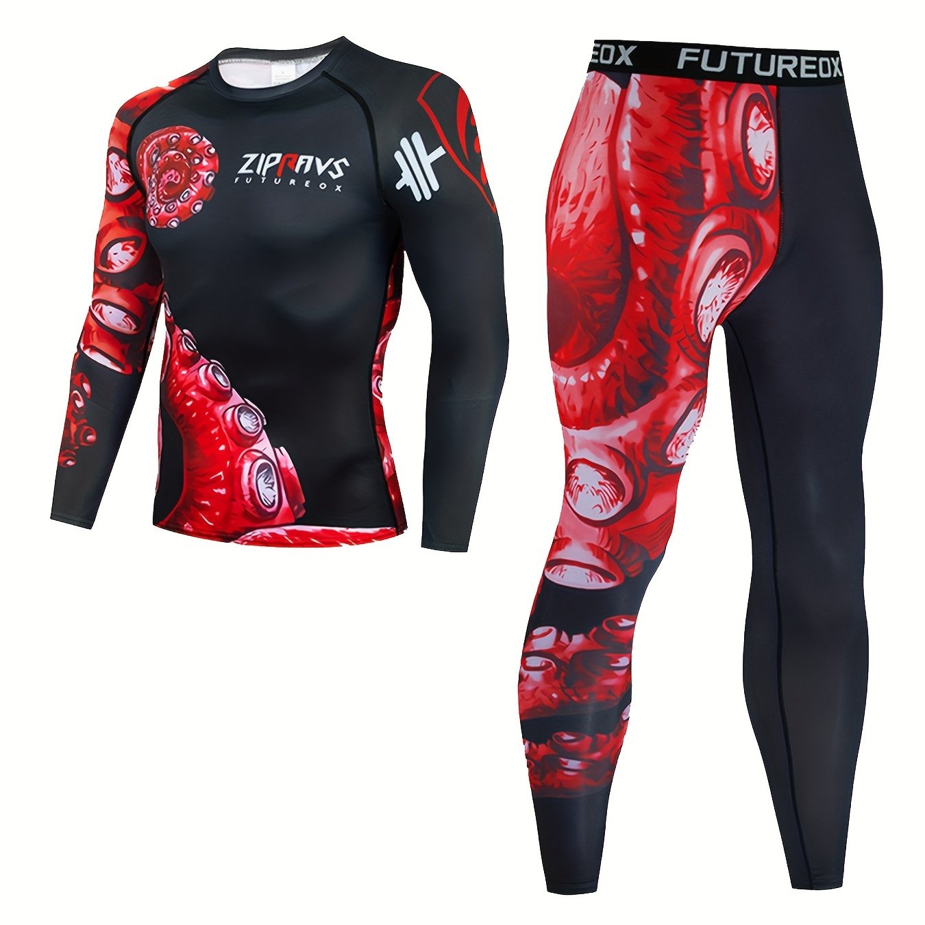 Men's Octopus Compression Shirt & Pants Set for Outdoor Activities