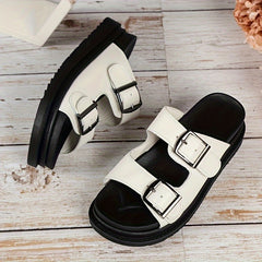 Women's Open Toe Faux Leather Flat Beach Shoes