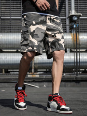 Men's Camo Cargo Shorts Elastic Waist Drawstring Outdoor Summer Shorts