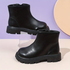 Girls Solid Zipper Boots Comfortable Non Slip for Indoor Outdoor Travel