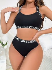 Criss Cross Back Bra & Panties Lingerie Set