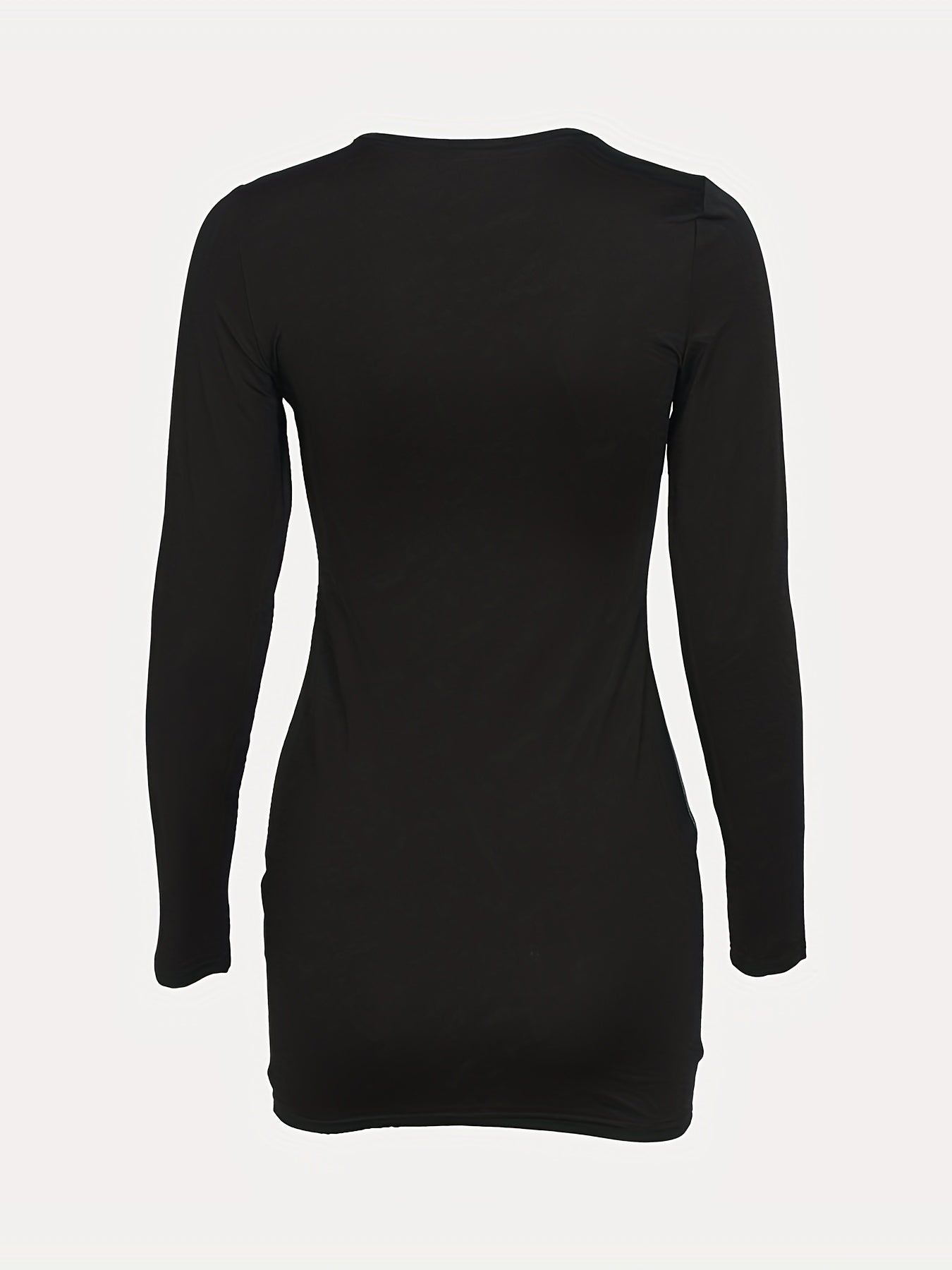 Body Shape Print Dress Sexy Crew Neck Long Sleeve Slim Dress