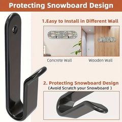 2PCS Indoor Ski Storage Hooks Wall Mounted Bracket for Snowboard Display