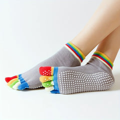 Toddler Girls Colorful Yoga Anti-Skid Socks, Breathable Comfy Five Finger