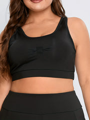 Solid Ruched Criss Cross Back Padded Fitness Bra