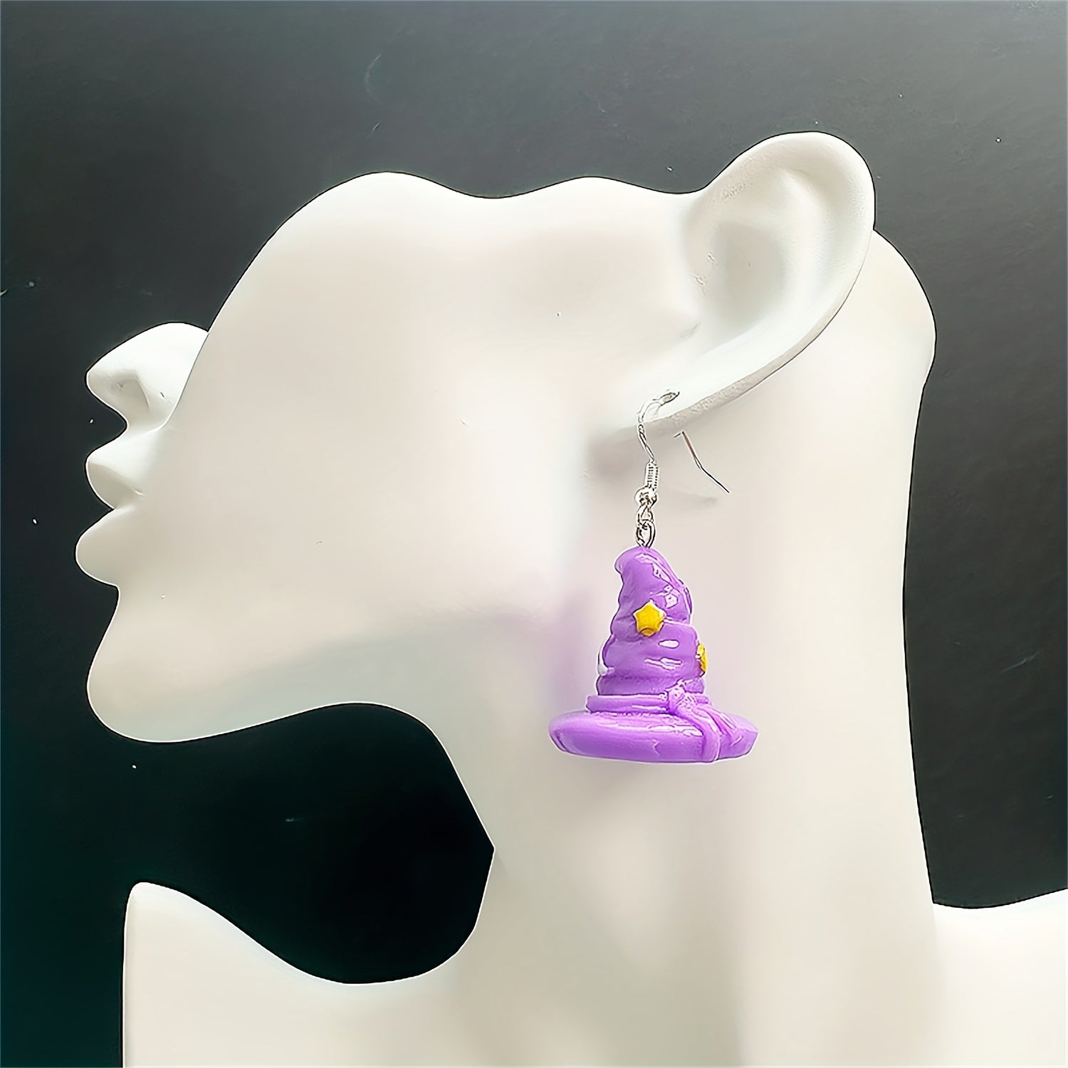 Halloween Purple Witch Hat Dangle Earrings for Women Girls