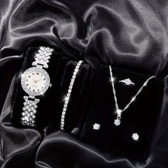 Kids Rhinestone Quartz Analog Watch & Jewelry Set