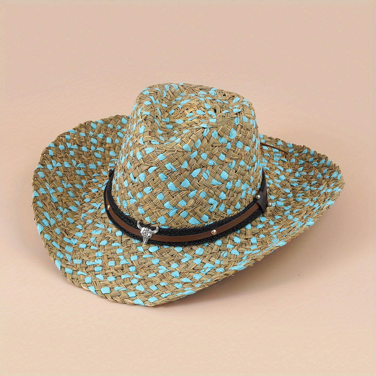 Braided Cow Head Strap Sun Hat Cowboy Style Sun Hat