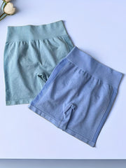 2pcs High Waist Yoga Shorts Tummy Control Skinny Running Workout Activewear