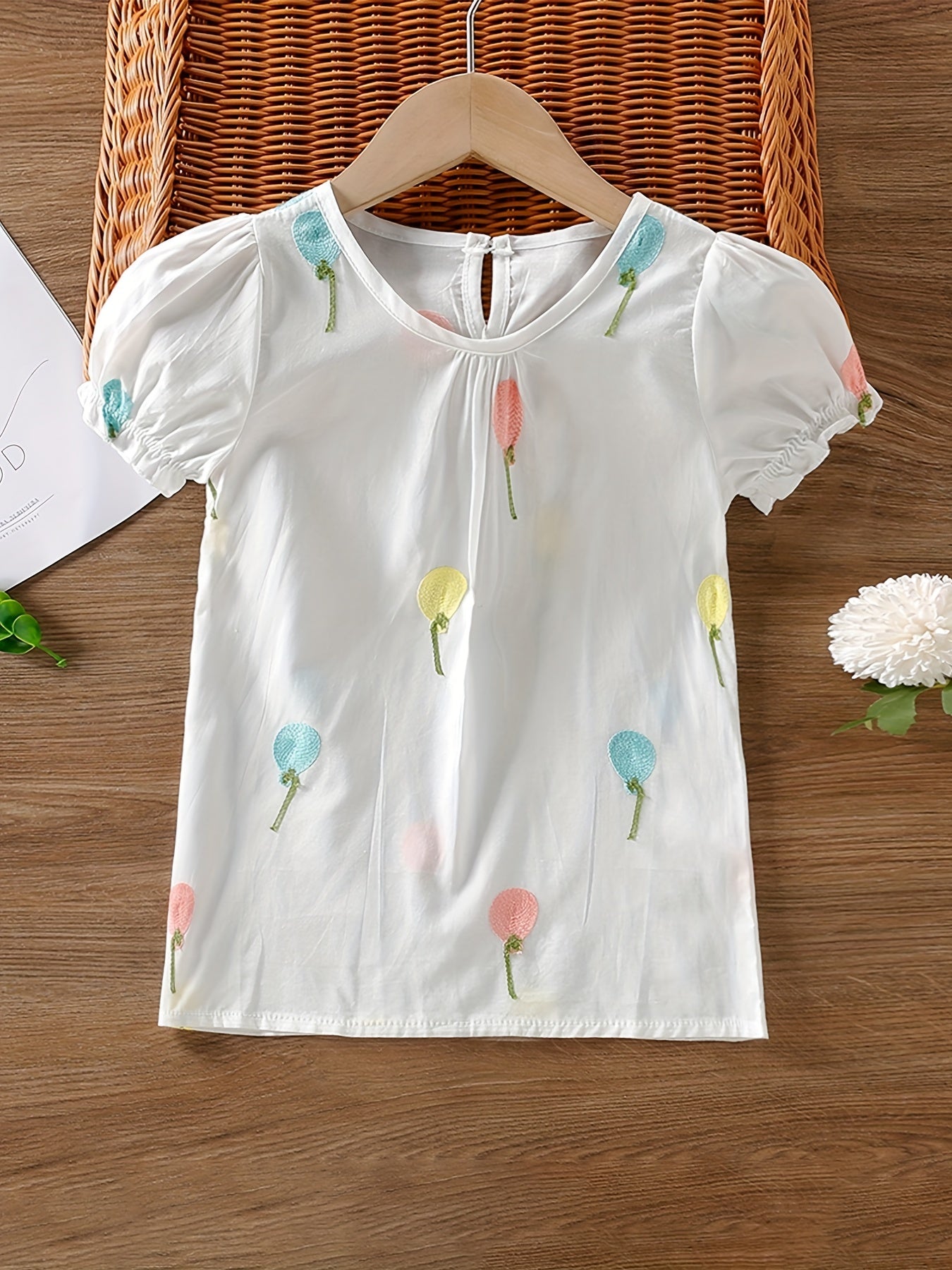 Toddler Girls Colorful Balloon Embroidery Blouse Shirt