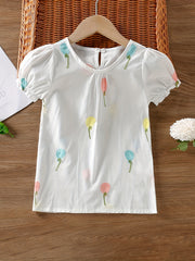 Toddler Girls Colorful Balloon Embroidery Blouse Shirt