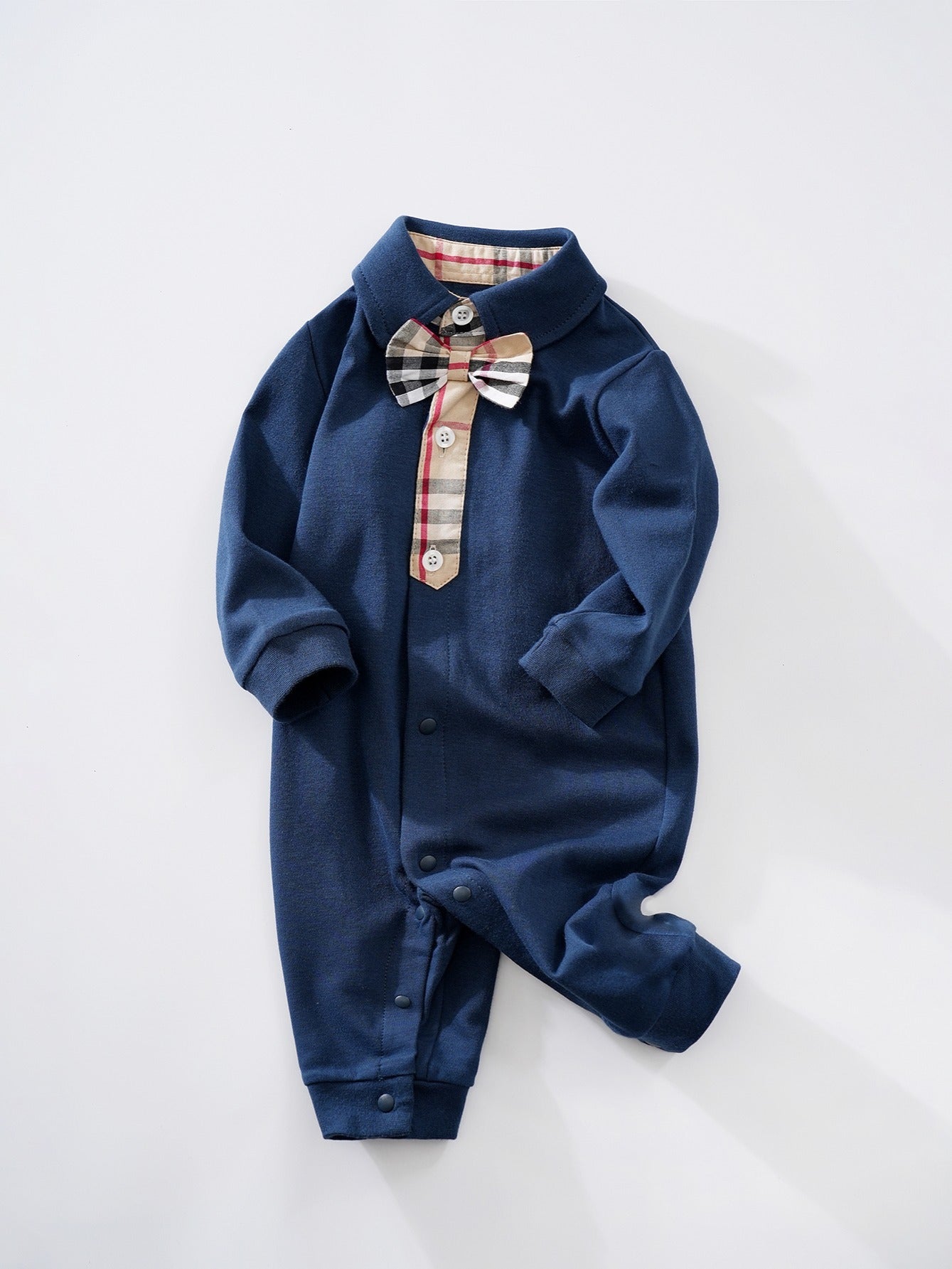 Baby Long Sleeve Jumpsuit with Bow Tie