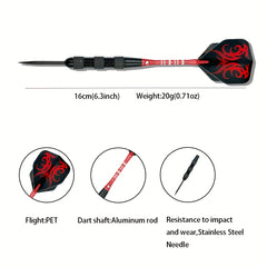 Steel Tip Darts 20G Metal Darts Set Professional for Dartboard Flights