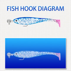 7pcs Soft T Tail Fishing Lures Silicone Artificial Bionic Swimming Bait
