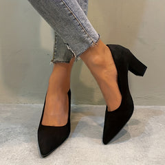 Women's Block Heel Pointed Toe Dress Pumps Work Shoes