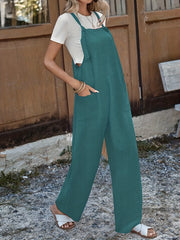Solid Knot Strap Overall Jumpsuit Casual