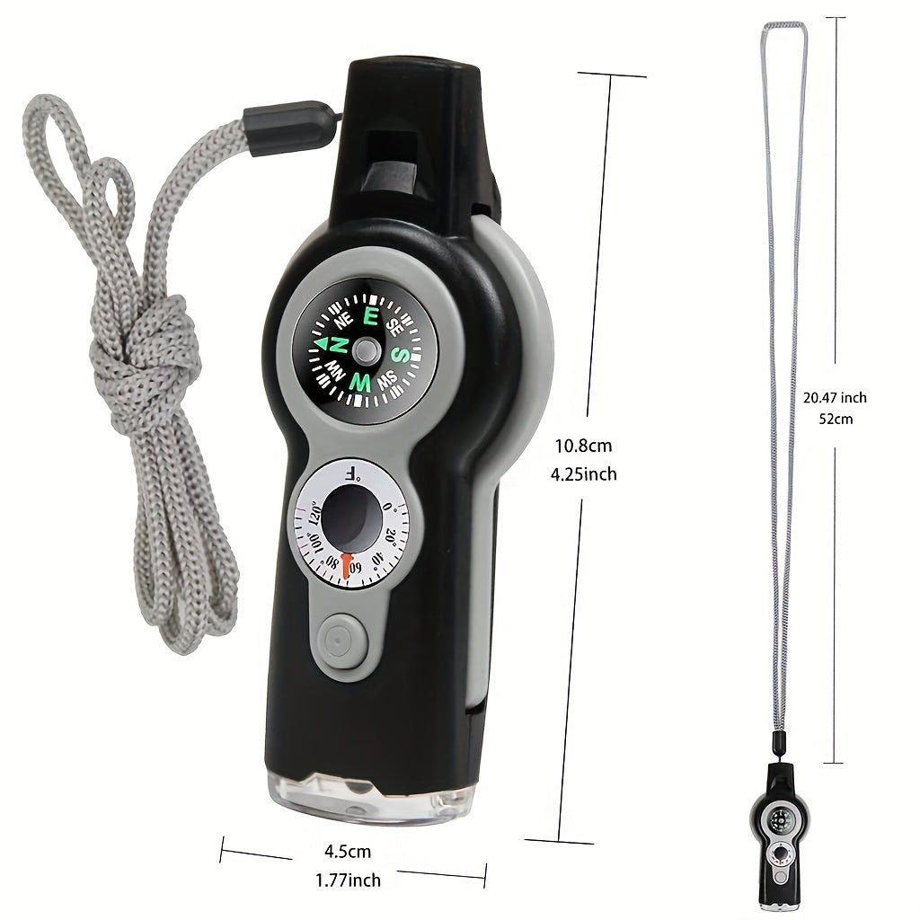 7 in 1 Emergency Survival Whistle Outdoor Safety with Lanyard