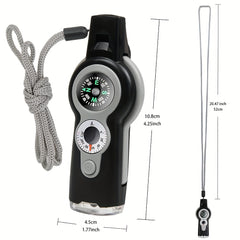 7 in 1 Emergency Survival Whistle Outdoor Safety with Lanyard
