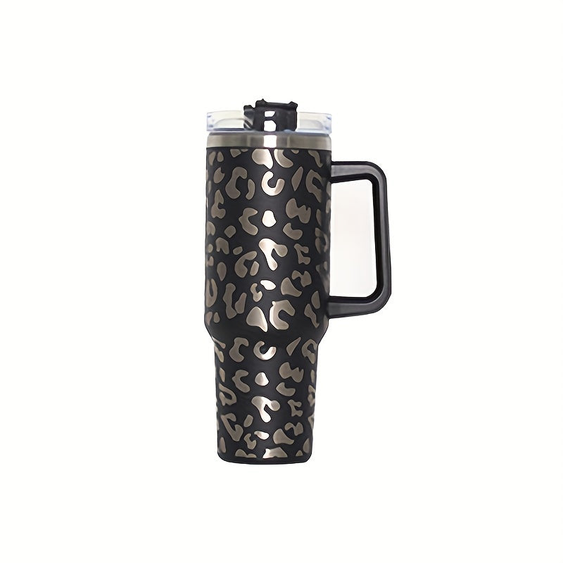 1200ml Insulated Stainless Steel Cup with Handle & Straw
