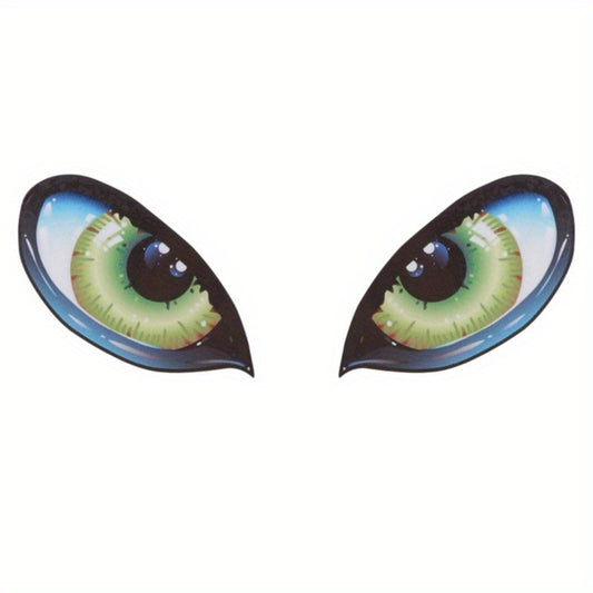 Reflective Sticker Pair Green Eyes Car Motorcycle Rear Mirror Side Window