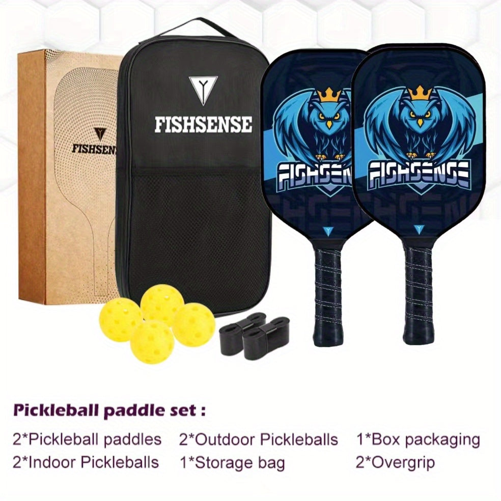 Carbon Fiber 25 Fiberglass Pickleball Paddle Set with 2 Paddles, 4 Balls