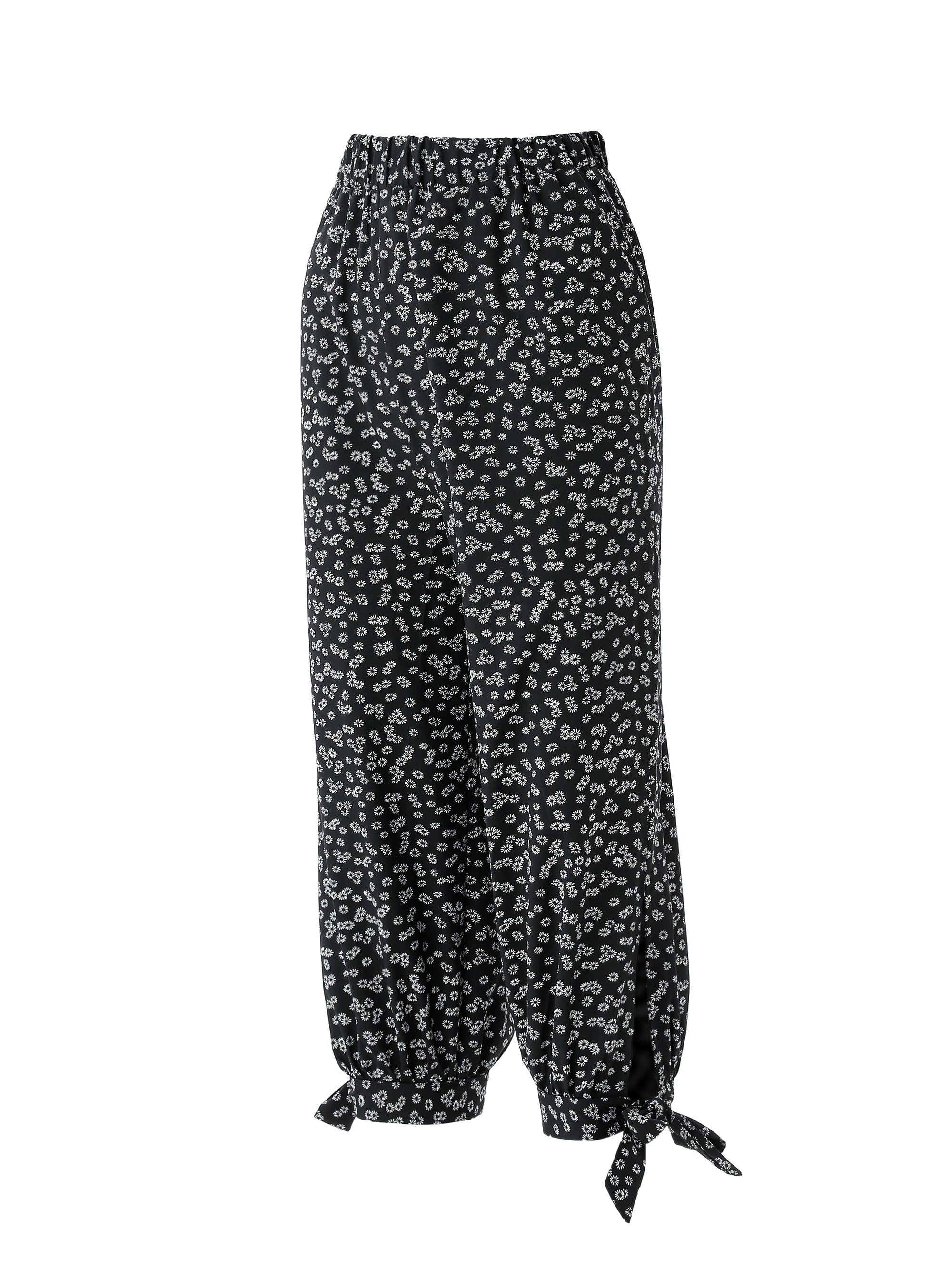 Floral Print Capris Pants Elastic Waist Casual Spring Summer