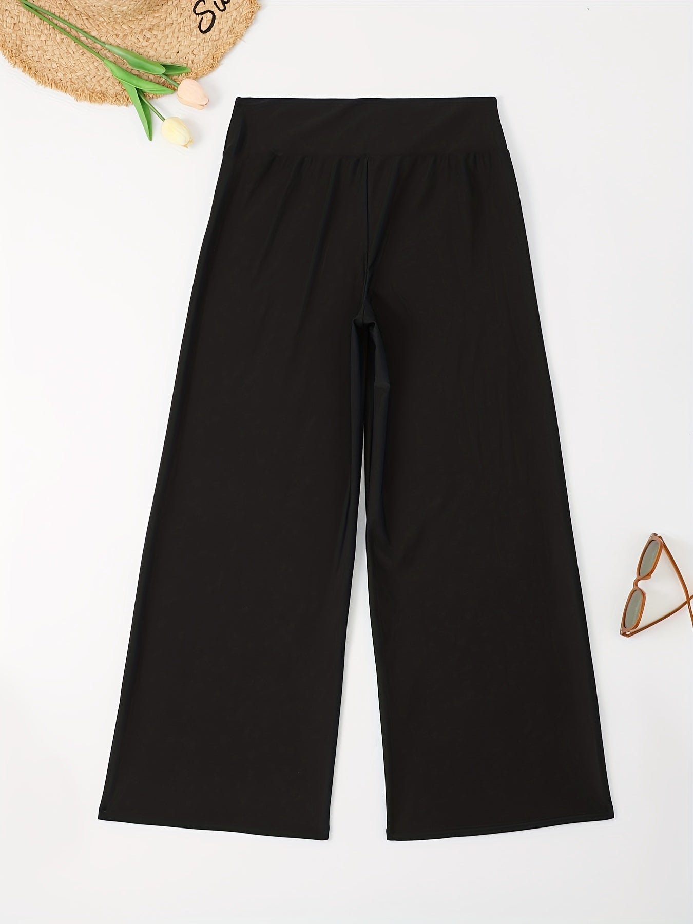 Solid Lounge Pants Casual Loose Elastic Waistband Pants Womens Loungewear