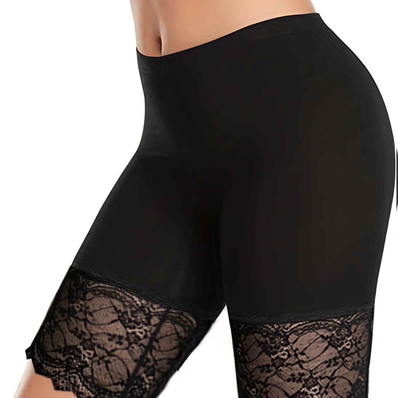 Lace Stitching Skinny Leggings Casual Stretchy Leggings for Spring & Summer