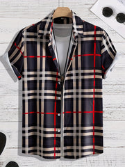 Men's Loose Fit Plaid Hawaiian Shirt
