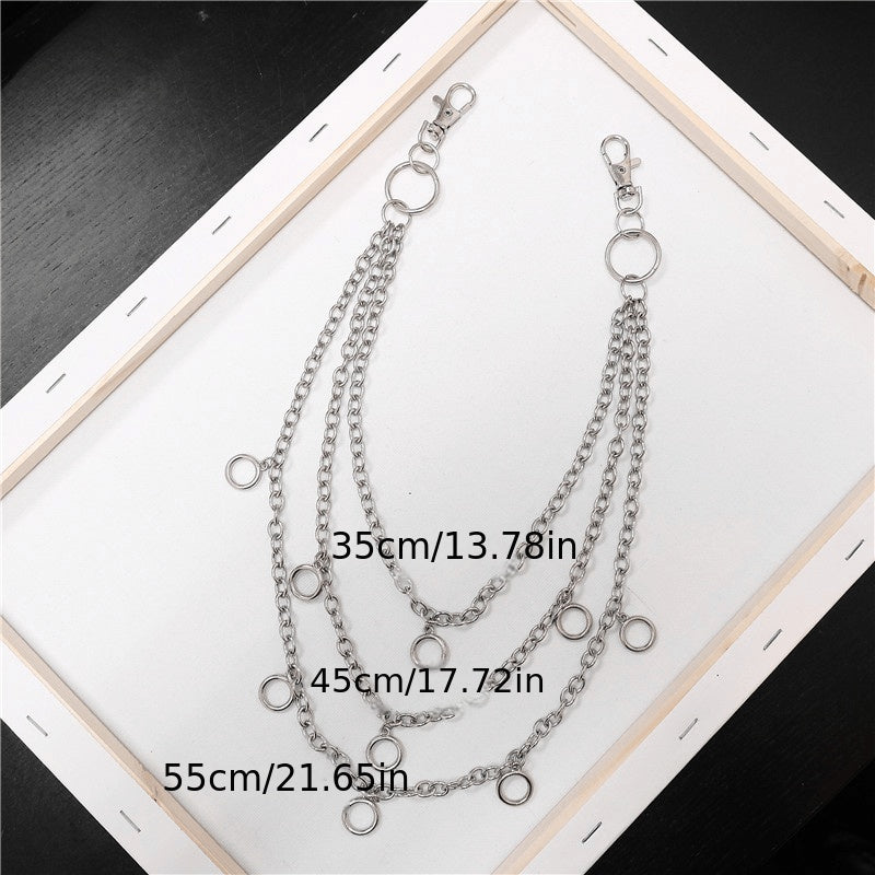 Retro Metal Chain Jeans Pants Gothic Accessories Men Women