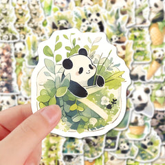 64pcs Cartoon Panda Stickers Pack For Kids Laptop Bike Decoration