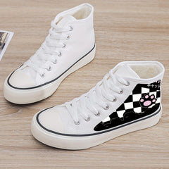 Cat Print Plush Lined Chunky Sneakers