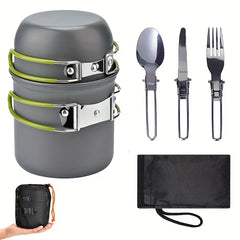 Portable Outdoor Cooking Set Pot Cookware Utensils for Camping Picnic Hiking