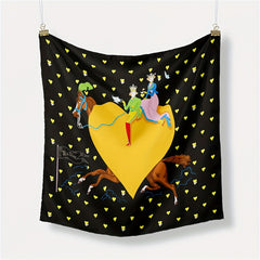 Boho Vintage Cartoon Horse Print Bandana Square Scarf Head Wrap