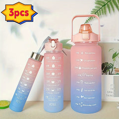 3pc High Temp Plastic Water Bottle Set 280 750 2000ml Gradient Portable Outdoor