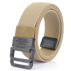 Men's Double Ring Buckle Nylon Elastic Belt Outdoor Casual Tactical Durable Belt