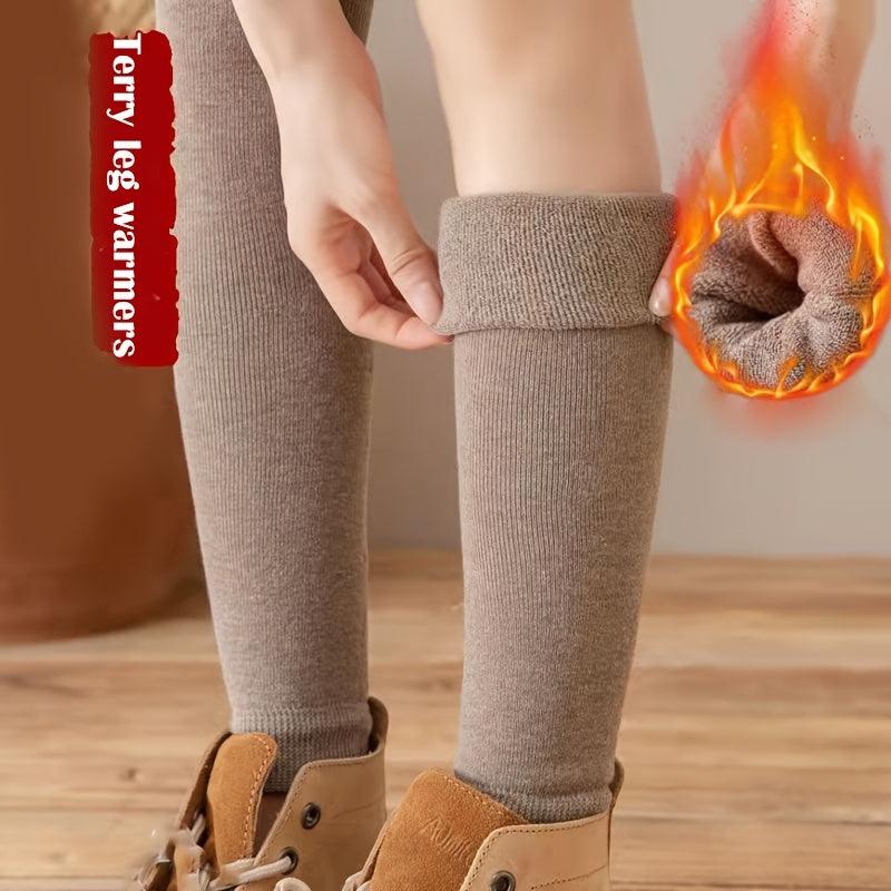 2 Pairs Knitted Leg Warmers Over The Knee Socks Women's Stockings