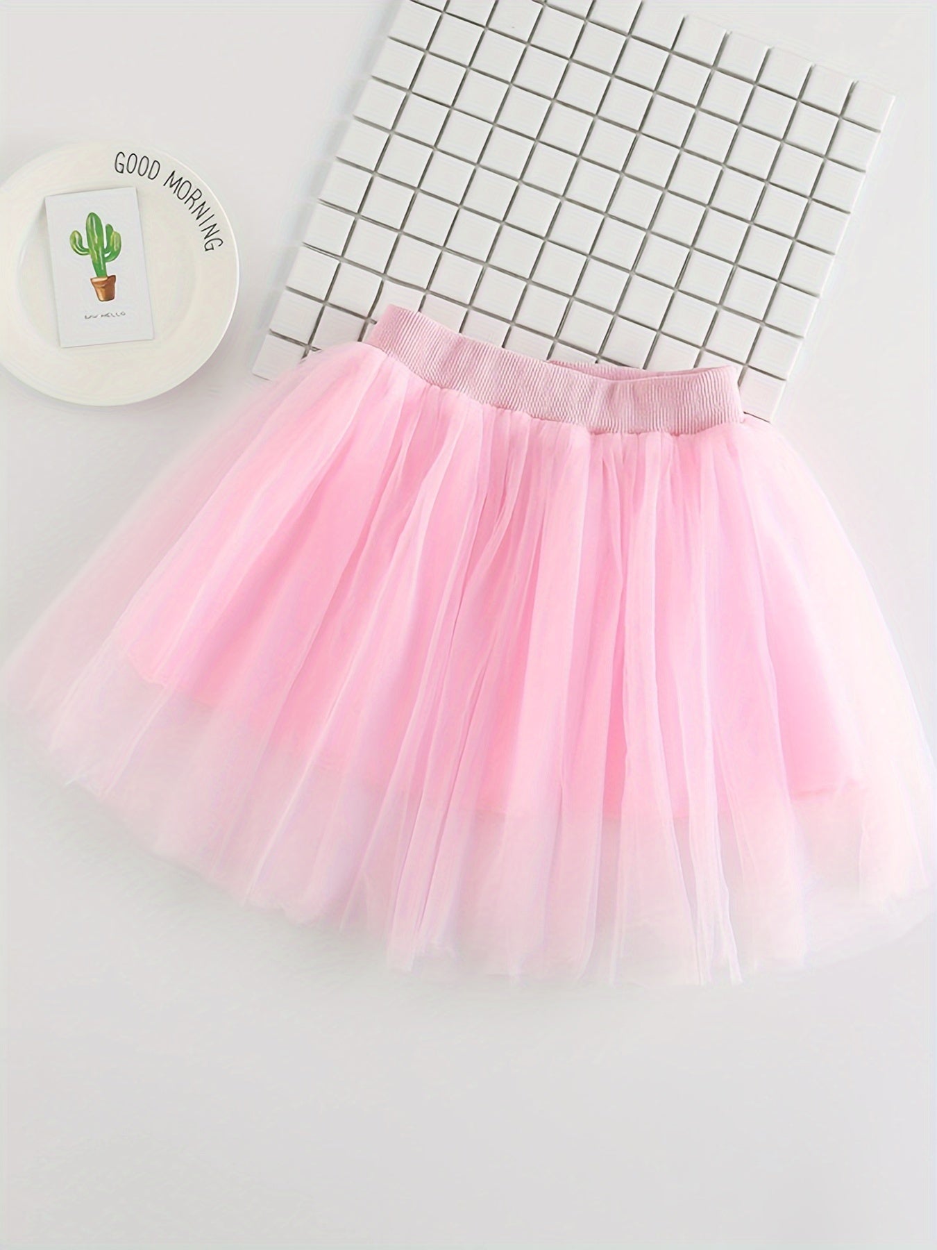 Toddler Girls Solid Tutu Skirt Mesh Skirt For Ballet Dance Practice