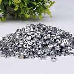 100pcs Silvery Alphabet Acrylic Beads for DIY Jewelry & Bracelet Crafting
