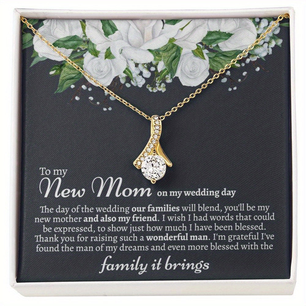 Zircon Pendant Necklace with Cards - Mother In Law Wedding Gift