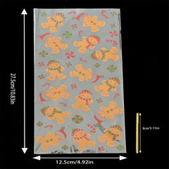 100pcs Gingerbread Man Pattern Cellophane Candy Bags