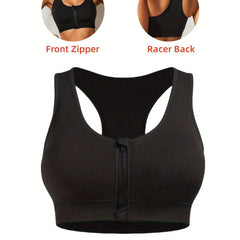 Women's Zipper Sports Tank Top Running Fitness Bra