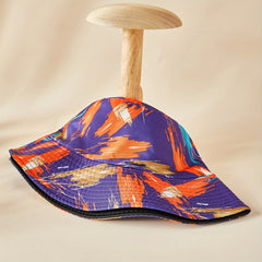 Purple Print Bucket Hat Graffiti Fisherman Cap Women